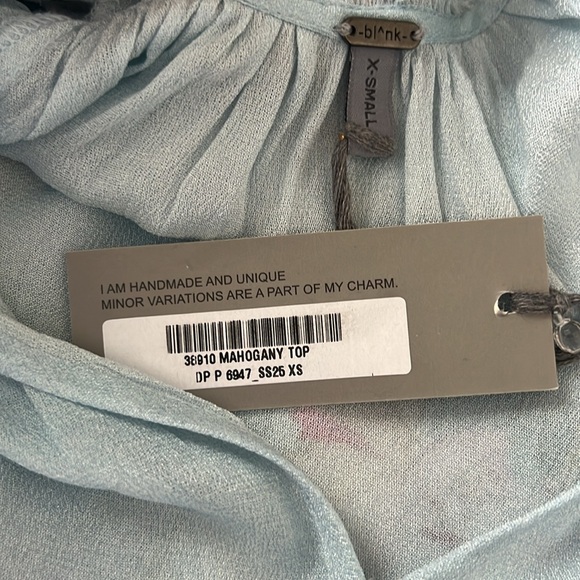 NWT Anthropologie Blank Ice Blue Floral Long Sleeve Chiffon Blouse XS Reg. $143 - Picture 10 of 12